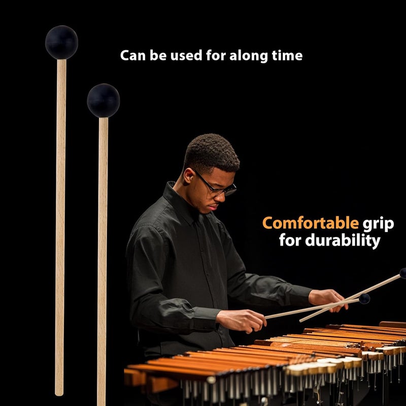 VixxNoxx 2 Pcs Rubber Drum Mallets, 15 Inches with Drumsticks Bag, Percussion Instrument Accessories for Bass Drum, Timpani, Steel Drum, Marimba, Xylophone, Hand pan,Ideal for Beginners - Image 5