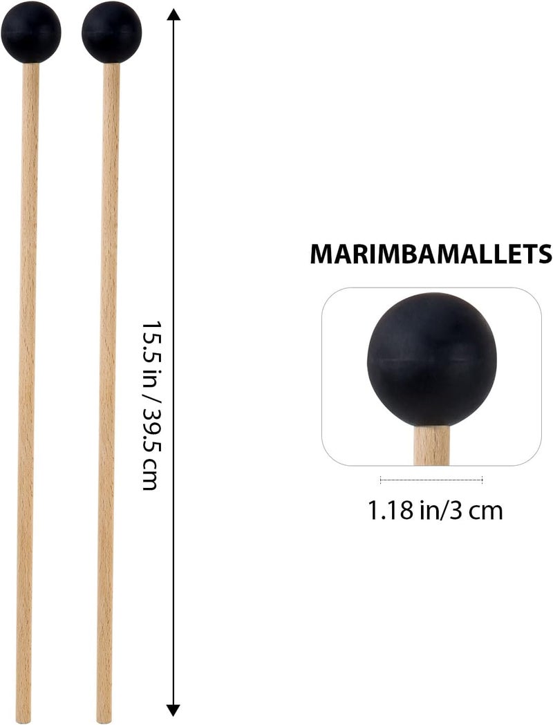 VixxNoxx 2 Pcs Rubber Drum Mallets, 15 Inches with Drumsticks Bag, Percussion Instrument Accessories for Bass Drum, Timpani, Steel Drum, Marimba, Xylophone, Hand pan,Ideal for Beginners - Image 3