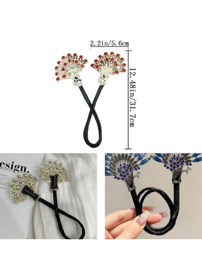 3 قطع من أدوات صنع كعكة الشعر الكريستالية على شكل طاووس، أداة لف الشعر العصرية، مشابك شعر مرصعة بأحجار الراين، أداة سهلة وسريعة لتصفيف الشعر للنساء والفتيات - Image 2