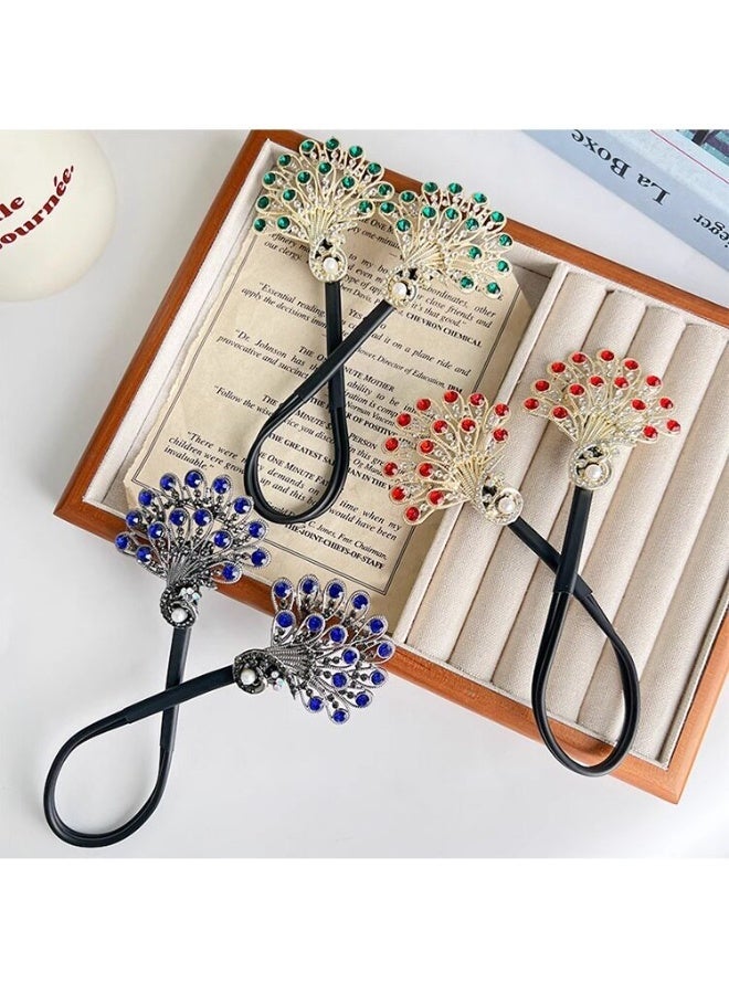 3 قطع من أدوات صنع كعكة الشعر الكريستالية على شكل طاووس، أداة لف الشعر العصرية، مشابك شعر مرصعة بأحجار الراين، أداة سهلة وسريعة لتصفيف الشعر للنساء والفتيات - Image 4