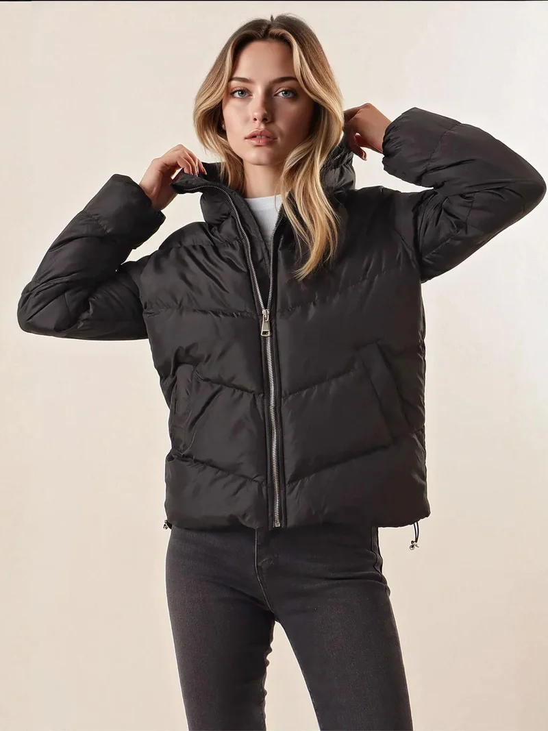 بيغ دارت جاكيت منتفخ بياقة بسحاب سميك من