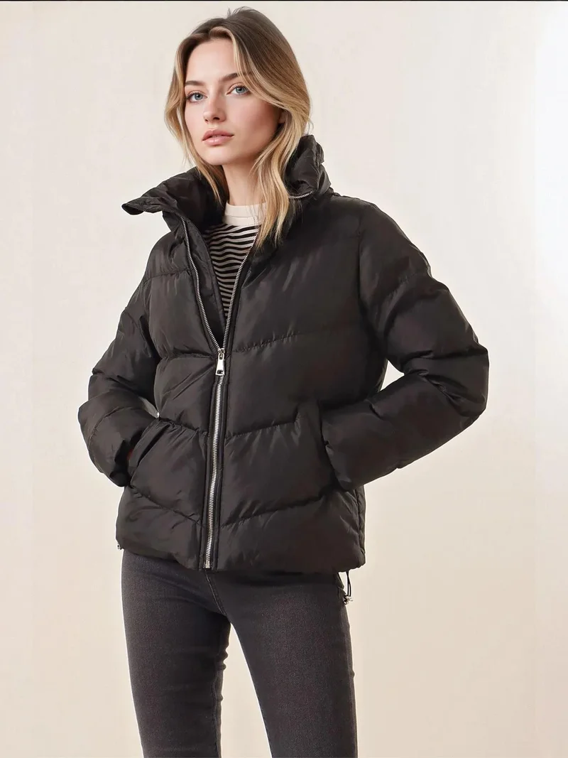 بيغ دارت جاكيت منتفخ بياقة بسحاب سميك من