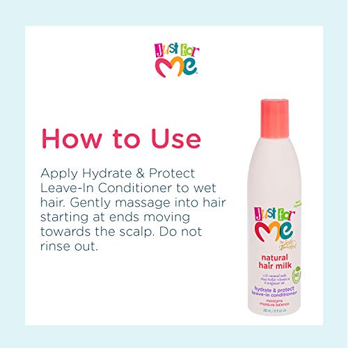 Just For Me Natural Hair Milk Hydrate & Protect Leave-In Conditioner, Maintains Moisture Balance, With Coconut Milk, Shea Butter, Vitamin E & Sunflower Oil, 10 Ounce - Image 4