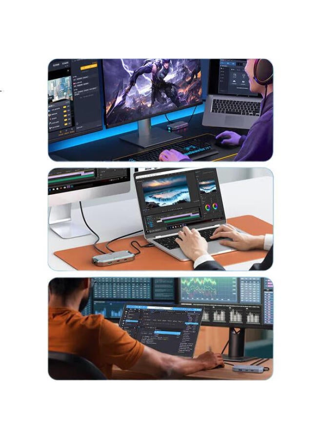 Superior Expander Dock Type-C To Hdmi Adapter Triple Screen Display 10G High Speed 4K60Hz Hd Gigabit Ethernet Port For Mobile Phone Tablet Laptop Converter Rgb Lighting - Image 1