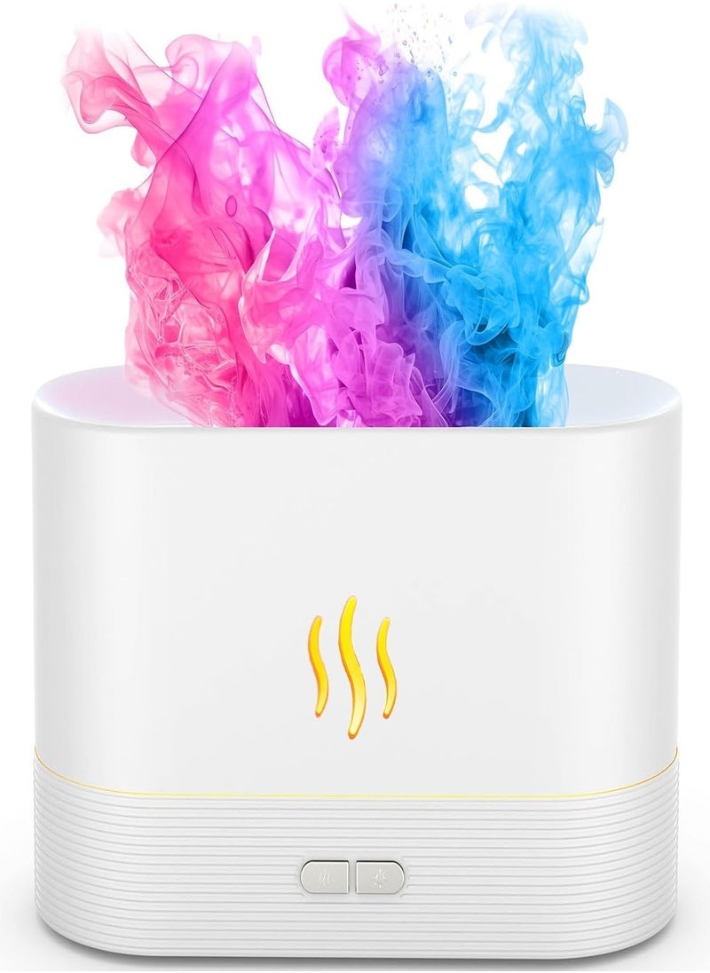 Generic Humidifier, Essential Oil Diffuser with LED Flame Light - 7 Colors, 180ml (8 Hours), Noiseless Operation, Auto-Off Protection, Perfect for Home Bedroom Office Gift (White)  - Image 1