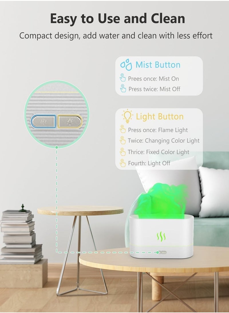 Generic Humidifier, Essential Oil Diffuser with LED Flame Light - 7 Colors, 180ml (8 Hours), Noiseless Operation, Auto-Off Protection, Perfect for Home Bedroom Office Gift (White)  - Image 2