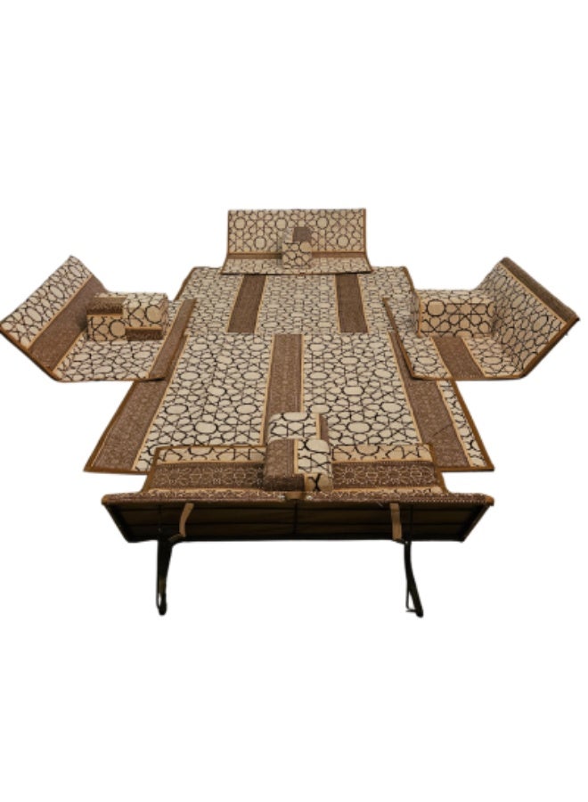 SMART HOME 9 Piece Floor Seating Set - Floor seating set consisting of a 300x200cm floor mat with 4 120cm floor chairs and 4 comfortable cushions, modern Arabic seating for home and reception - Image 1
