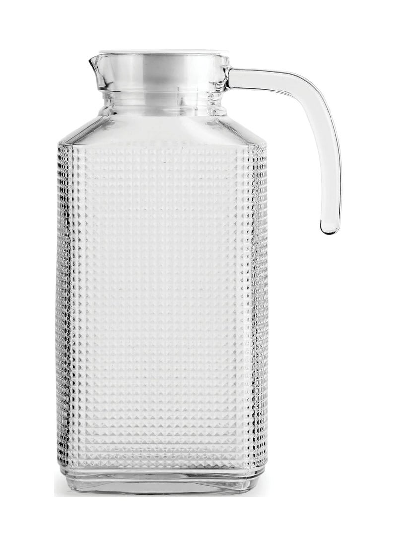 Generic Glass Pitcher with Lid and Textured Fridge Pitcher Clear Glass Water Pitcher 63oz (1.8 Litre))  - Image 2