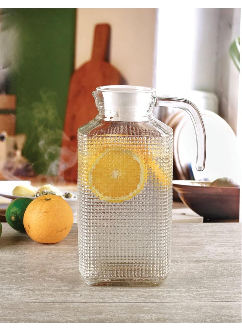 Generic Glass Pitcher with Lid and Textured Fridge Pitcher Clear Glass Water Pitcher 63oz (1.8 Litre))  - Image 3