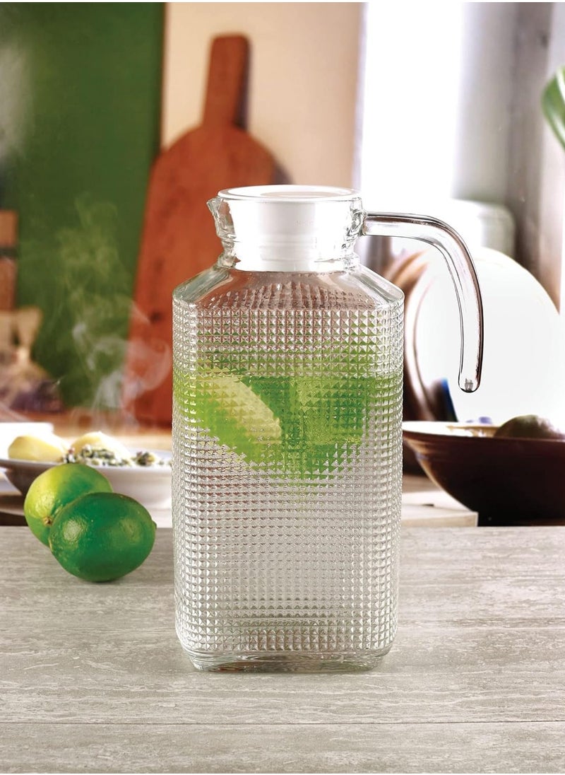 Generic Glass Pitcher with Lid and Textured Fridge Pitcher Clear Glass Water Pitcher 63oz (1.8 Litre))  - Image 4