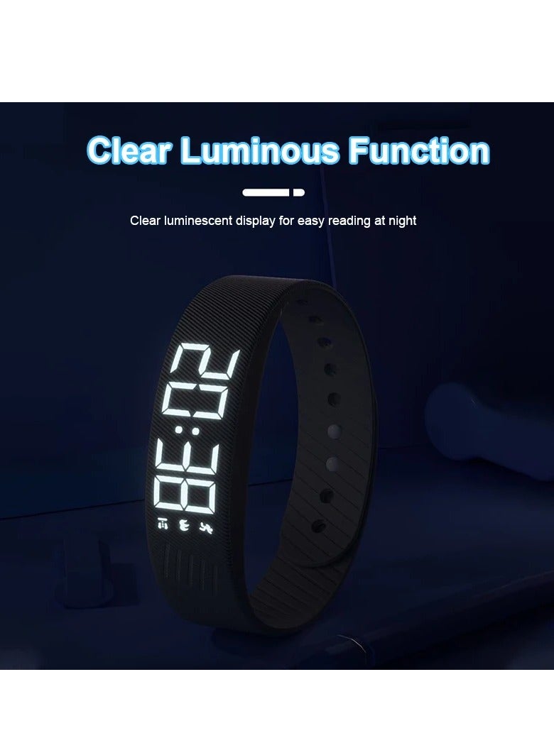 AROAQ Smart Watch Sports Bracelet, Water Proof Fitness Tracker Smart Bracelet, Digital Sports Watch With Vibrating Alarm Clock Running Step Counting, Smart Intelligent Step Bracelet For Boys Girls, (White) - Image 5