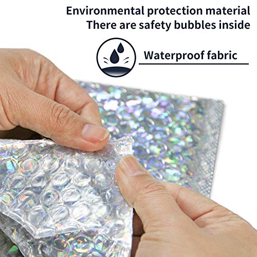 Ech.Apr 30 PCS 7 x 11 Inch Holographic Mailer, Mailing Envelopes Bubble Padded, Poly Bubble Mailers Padded Envelope Waterproof, Self Sealing Cushion Envelopes for Mailing Packing Shipping (Silver) - Image 4
