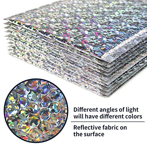 Ech.Apr 30 PCS 7 x 11 Inch Holographic Mailer, Mailing Envelopes Bubble Padded, Poly Bubble Mailers Padded Envelope Waterproof, Self Sealing Cushion Envelopes for Mailing Packing Shipping (Silver) - Image 5