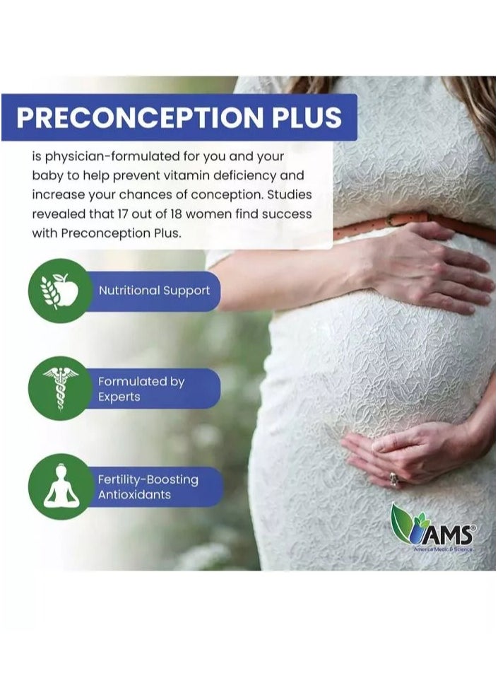 AMS - كبسولات نباتية Preconception Plus، 180 كبسولة - Image 1