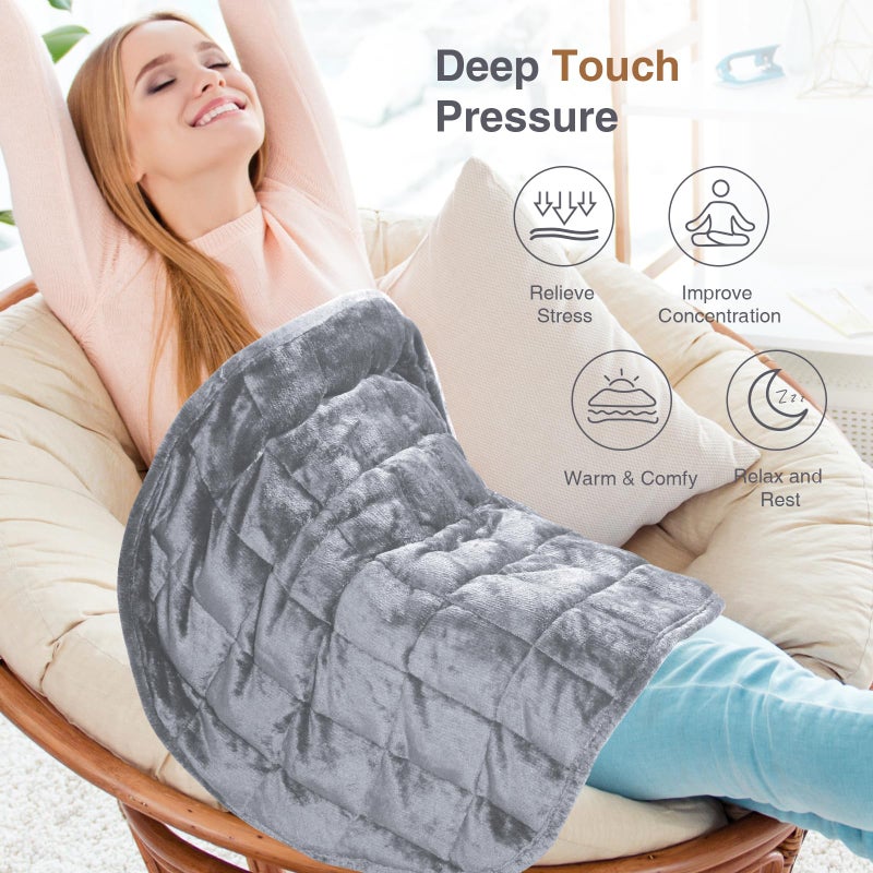 Alomidds Weighted Lap Blanket 7lbs  Cozy Breathable Flannel Weighted Lap Pad for Adults  Small Weighted Blanket for Travel  Sleeping  Couch  Green  29"" x 24"" - Image 2