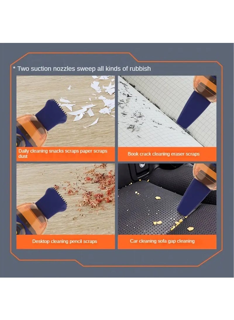 Compact Desktop Vacuum Cleaner - Easy to Use, Lightweight, and Portable - Perfect for Quick Cleanups and Small Spaces, Ash for Laptop, Keyboard, Computer,Car and Desk (Orange White)