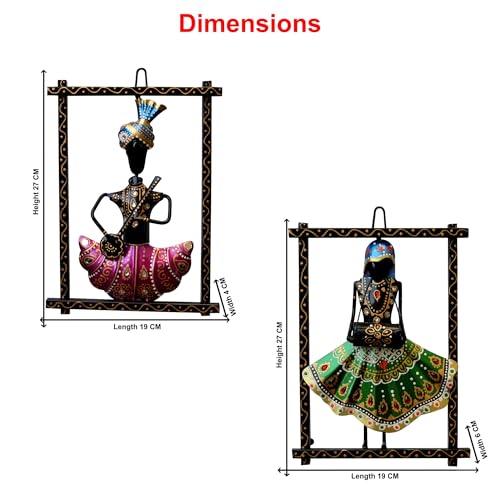CraftVatika Metal Wall Decor, Home Wall Decoration Items for Living Room, Musician Rajasthani Wall Hanging Decorations, Wedding Anniversary Return Gift for Women Bride, Set of 2 (10.6 Inches Height) - Image 4