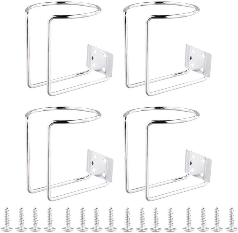 Generic Stainless Steel Wall Mounted Drinks Holders, Firm Cup Holders for Truck, Rvs, Yacht, Universal Ring Racks for Mugs, Cans, Bottles, 4 Pcs Boat Cup Holders - Image 2