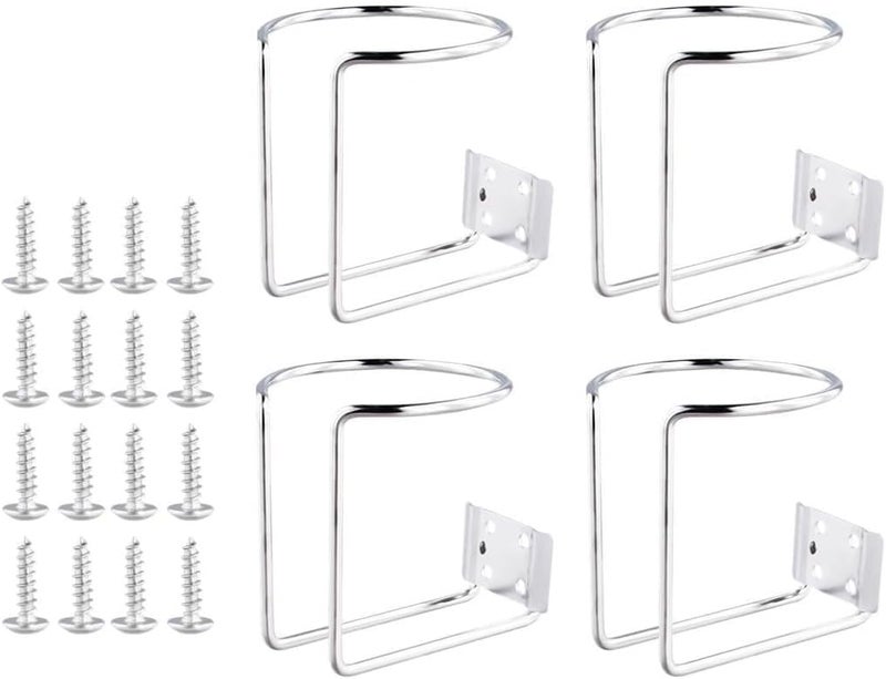 Generic Stainless Steel Wall Mounted Drinks Holders, Firm Cup Holders for Truck, Rvs, Yacht, Universal Ring Racks for Mugs, Cans, Bottles, 4 Pcs Boat Cup Holders - Image 1