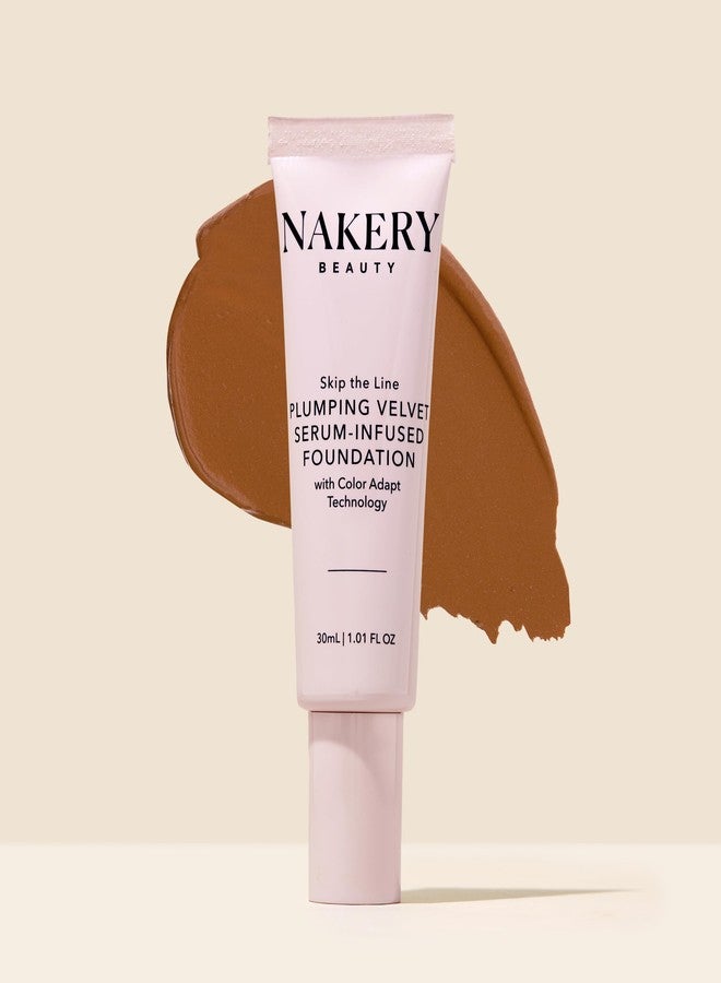 Nakery Skip the Line Full Coverage Foundation for Women - Plumping Velvet Womens Foundation Makeup Matte Finish - Age Defying Foundation - Moisturizing Foundation with Smart Color Adapt - Medium Deep - Image 2