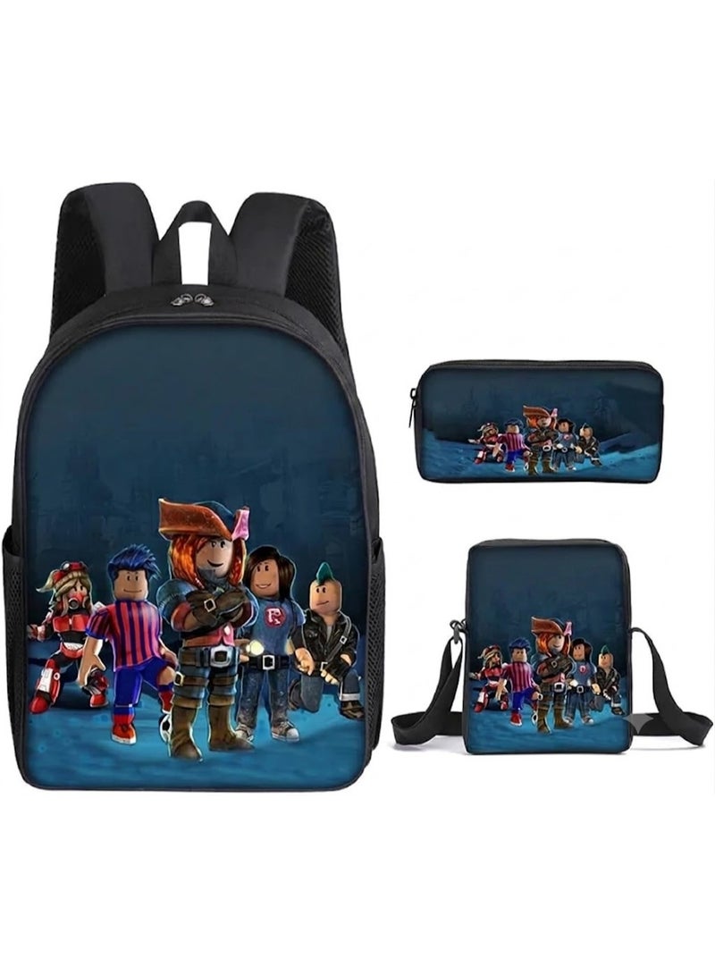 A uniquely designed school backpack set for children, consisting of 3 pieces (backpack + pencil case + lunch bag), suitable for elementary school students and children aged 5 to 10 years, for daily use and school. - Image 2