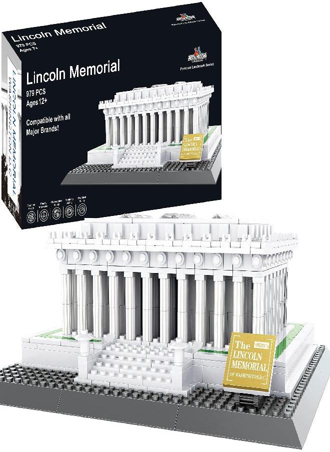 Apostrophe Games Lincoln Memorial Building Block Set (979 Pieces) Washington D.C. Lincoln Memorial Famous Landmark Series - Architecture Model for Kids and Adults  - Image 4