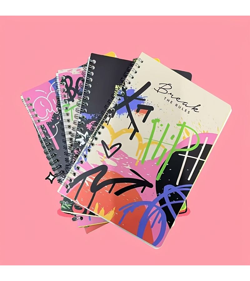 4pcs A5 Creative Doodle Literary Coil Notebook Set Student Portable High Quality Notebook - Image 1