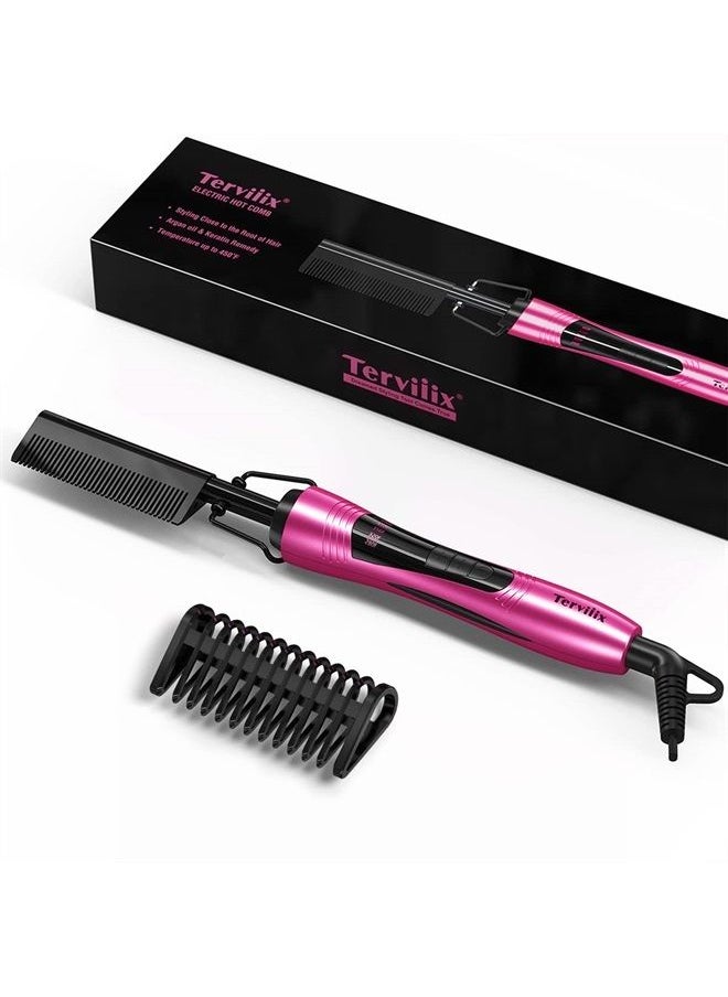 Terviiix Hot Comb Electric by Terviiix, Pressing Combs for Natural Black Hair, Wigs & Beard, Anti-Scald Straightening Comb with Keratin & Argan Oil Infused Teeth, Temperatures Adjustable, 60 Min Auto Shut Off  - Image 1