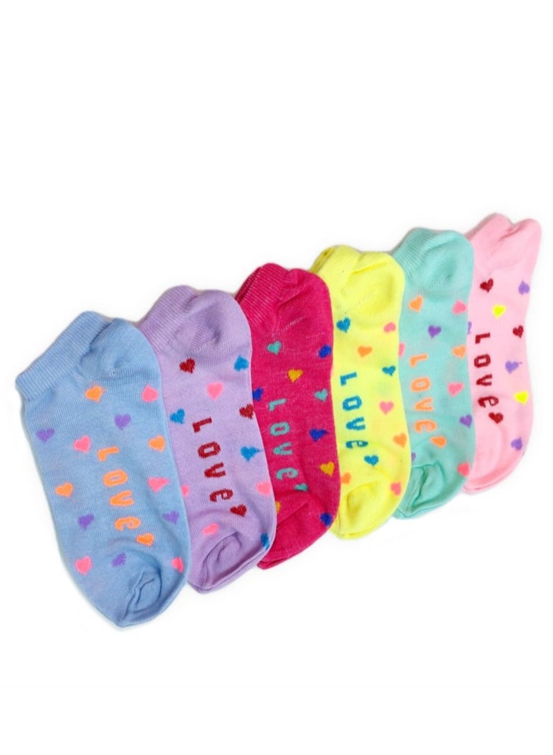Love foot socks, Beautiful women's socks multicolors, 6pairs 