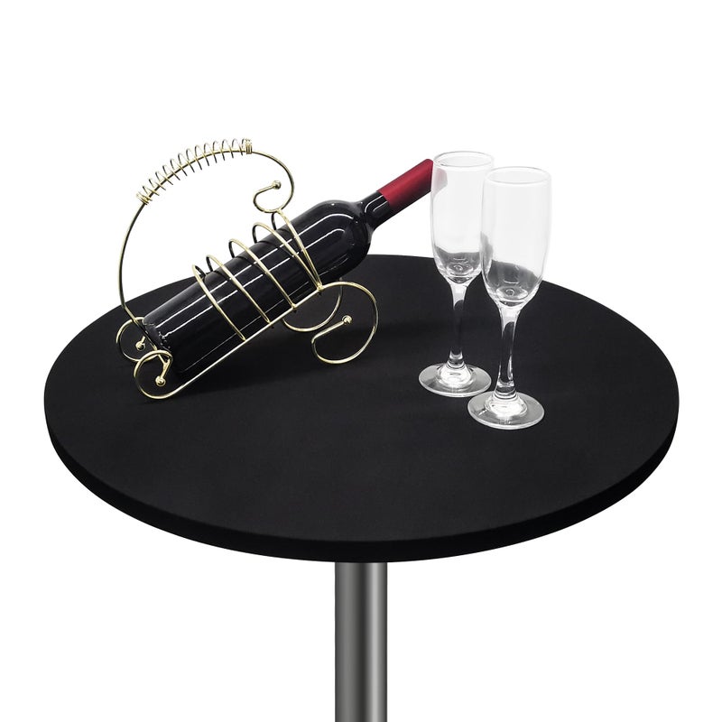Nacuci Small Round Fitted Table Cover Cocktail Table Topper Cap Elastic Tablecloth Stretch Spandex Tables Cloth for Bar Pub Party Black 24 Inch