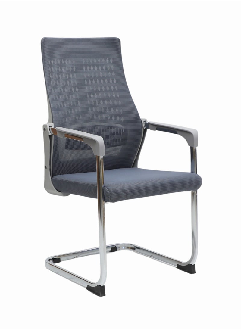 KARNAK Karnak Visitor Chair Ergonomic Modern Home Computer Chair Fixed Mesh Office Executive Chair With Armrest 504V-Grey  - Image 1