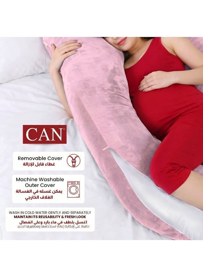 CAN Pregnancy Pillow U-Shaped Ultra Soft Full Body Maternity Pillow with Removable Cover, Pregnancy Body Pillow for Sleeping, Support for Back, Belly, Hips & Legs, Side Sleeper Pillow, Pink - Image 2