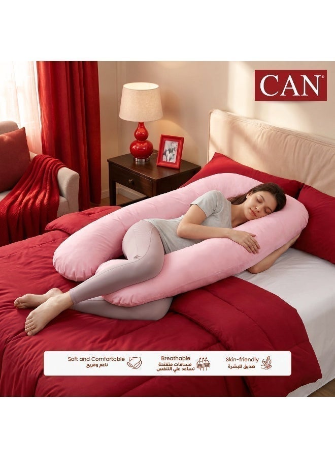 CAN Pregnancy Pillow U-Shaped Ultra Soft Full Body Maternity Pillow with Removable Cover, Pregnancy Body Pillow for Sleeping, Support for Back, Belly, Hips & Legs, Side Sleeper Pillow, Pink - Image 4