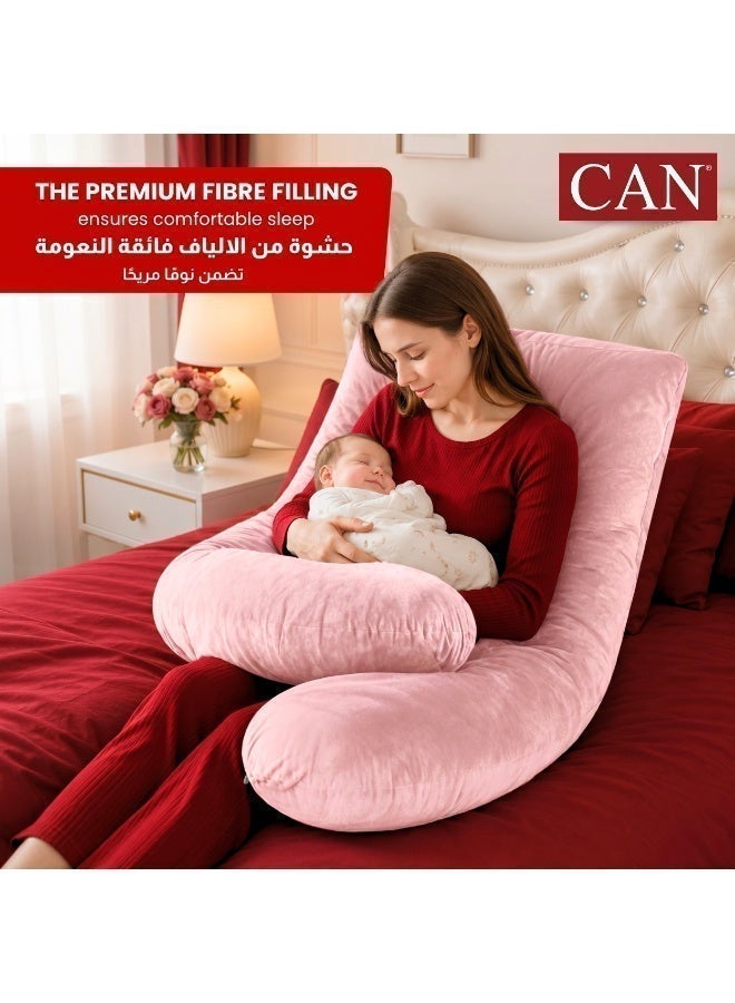 CAN Pregnancy Pillow U-Shaped Ultra Soft Full Body Maternity Pillow with Removable Cover, Pregnancy Body Pillow for Sleeping, Support for Back, Belly, Hips & Legs, Side Sleeper Pillow, Pink - Image 5
