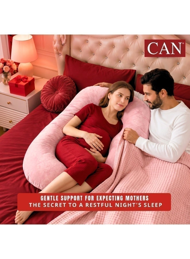 CAN Pregnancy Pillow U-Shaped Ultra Soft Full Body Maternity Pillow with Removable Cover, Pregnancy Body Pillow for Sleeping, Support for Back, Belly, Hips & Legs, Side Sleeper Pillow, Pink - Image 3