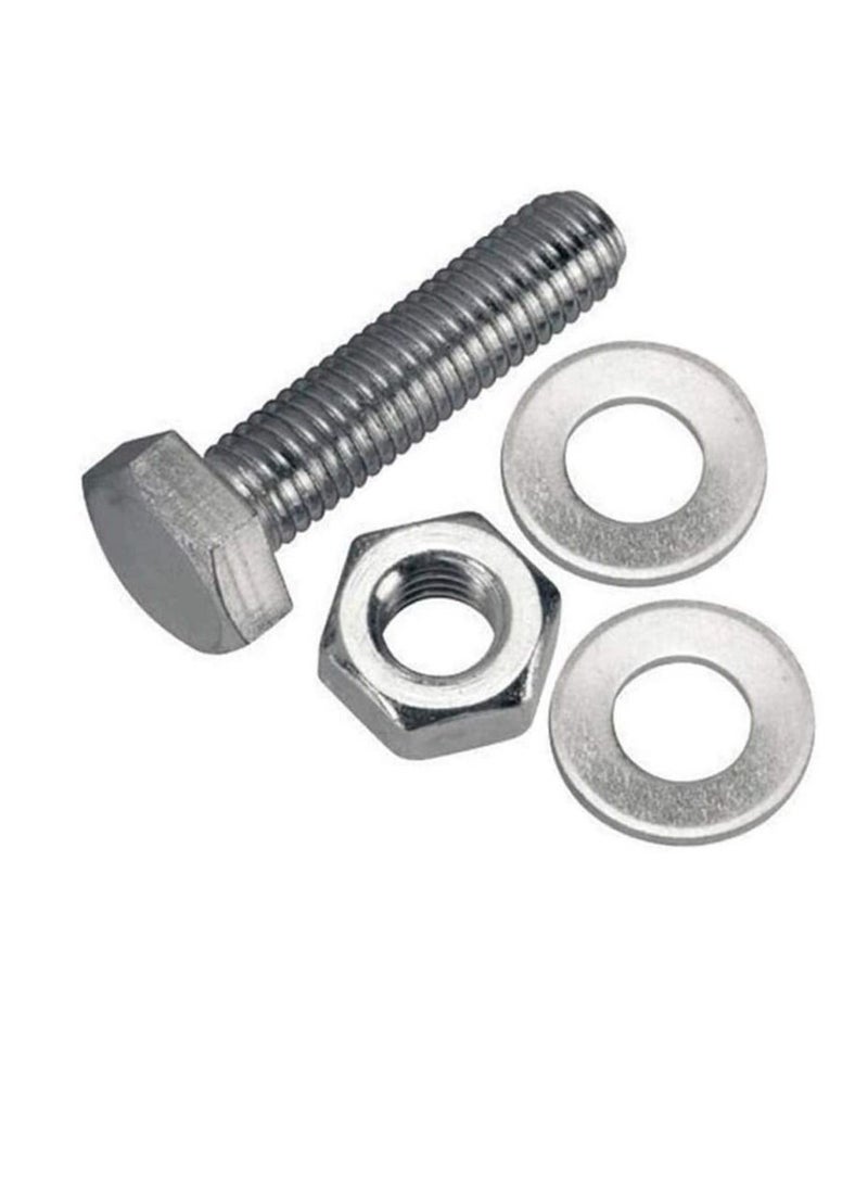 Generic - 12 pcs Hex Head Screw Bolts Nuts & Washers Fully Thread GI Plain Finish Bolt Set. (14, 20MM) - Image 1