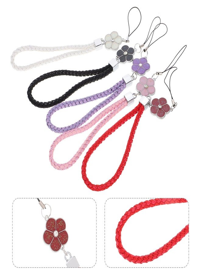 TENDYCOCO 5pcs Cell Phone Lanyard Key Chain Camera Lanyard Red s Keychain Phone Charms Wrist Strap Crystal Strap Hanging Rope Chain Plum Mobile Strap - Image 4