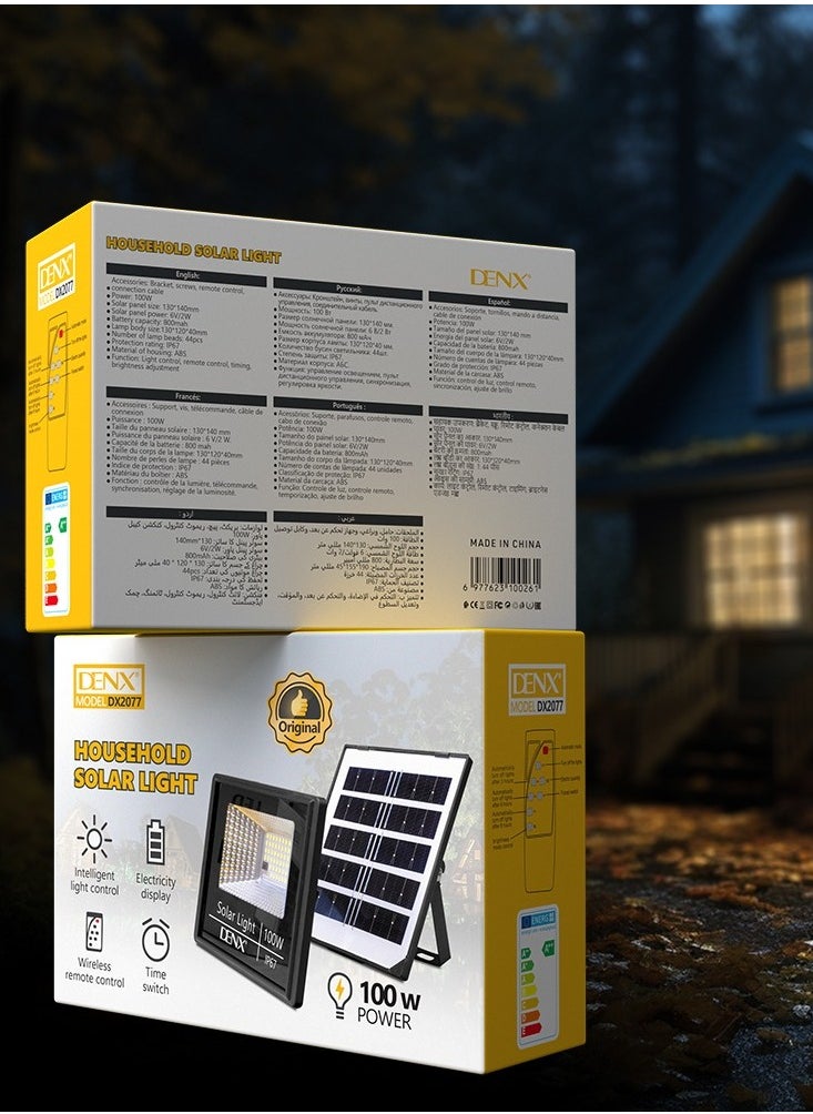 Denx 100W Solar LED Light Spotlight Black  - Image 3