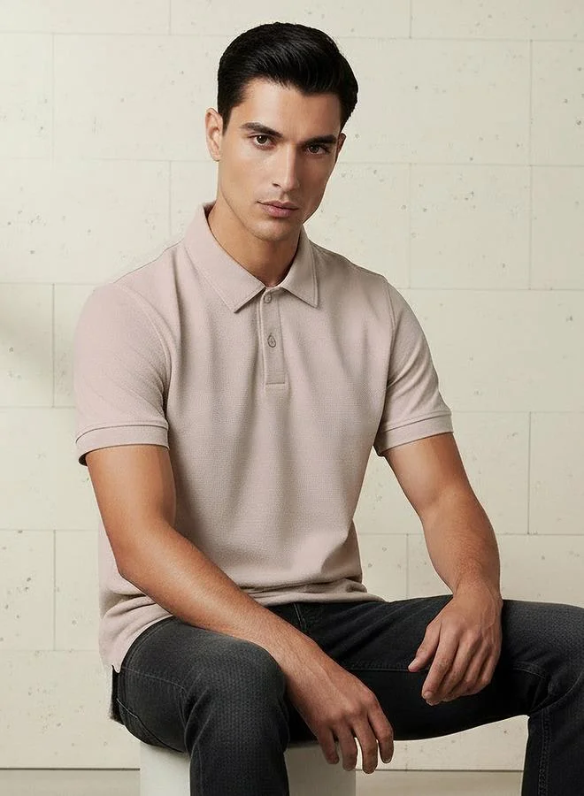 Splash FAV Men Short Sleeve Textured Polo T shirt
