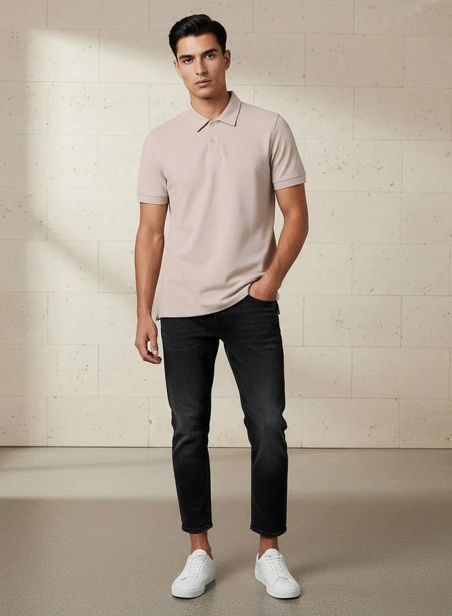 Splash FAV Men Short Sleeve Textured Polo T shirt