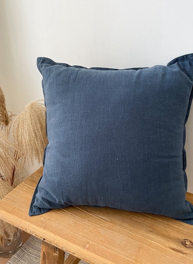 LUNA Home 1  Piece 50*50cm Size, 100% Linen Cushion Cover, Solid Blue. - Image 2