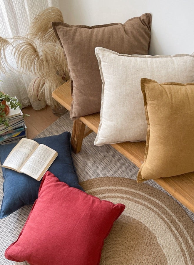 LUNA Home 1  Piece 50*50cm Size, 100% Linen Cushion Cover, Solid Blue. - Image 4