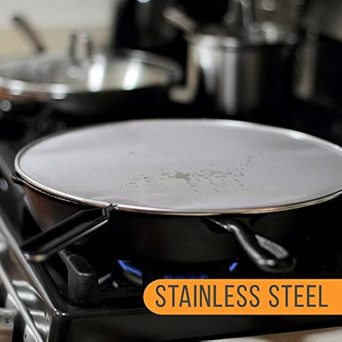 KASTWAVE Splatter Screen For Frying Pan Grease Guards Mesh Pot Oil Cooking Cover Skillet Lid Black - Image 3