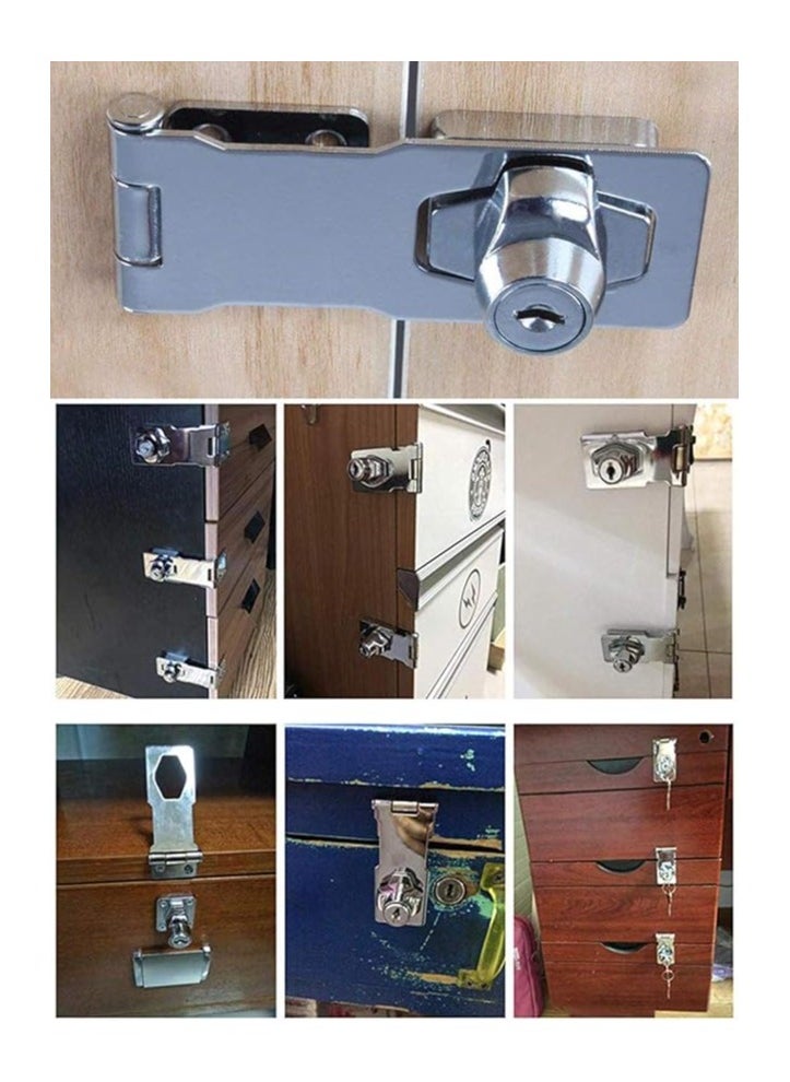 Generic - Latch Lock with Keys, Folding Hinge Lock Cabinet Lock, Chrome Plated Latch Lock for Cabinet, Small Doors, Boxes - Image 1