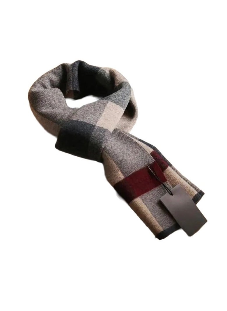 Generic - Men's Scarf Made of cotton and Wool Blend, Thick Elastic Keffiyeh Resistant to Wind and Cold, Keffiyeh with a Square Geometric Design, suitable for Formal Jackets and Coats, an Ideal Gift for the Fall and Winter Season, 180*30 cm - Image 1