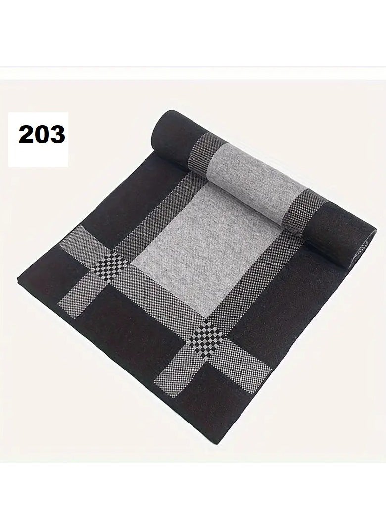 Generic - Men's Scarf Made of cotton and Wool Blend, Thick Elastic Keffiyeh Resistant to Wind and Cold, Keffiyeh with a Square Geometric Design, suitable for Formal Jackets and Coats, an Ideal Gift for the Fall and Winter Season, 180*30 cm - Image 1