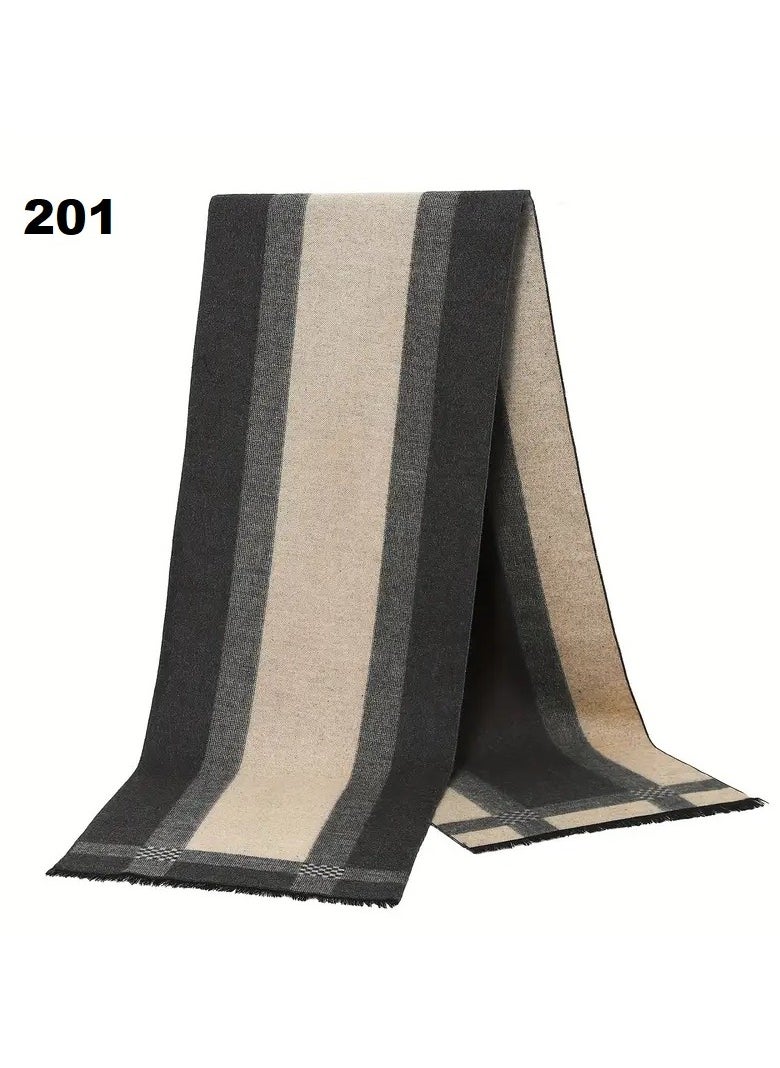 Generic - Men's Scarf Made of cotton and Wool Blend, Thick Elastic Keffiyeh Resistant to Wind and Cold, Keffiyeh with a Square Geometric Design, suitable for Formal Jackets and Coats, an Ideal Gift for the Fall and Winter Season, 180*30 cm - Image 1