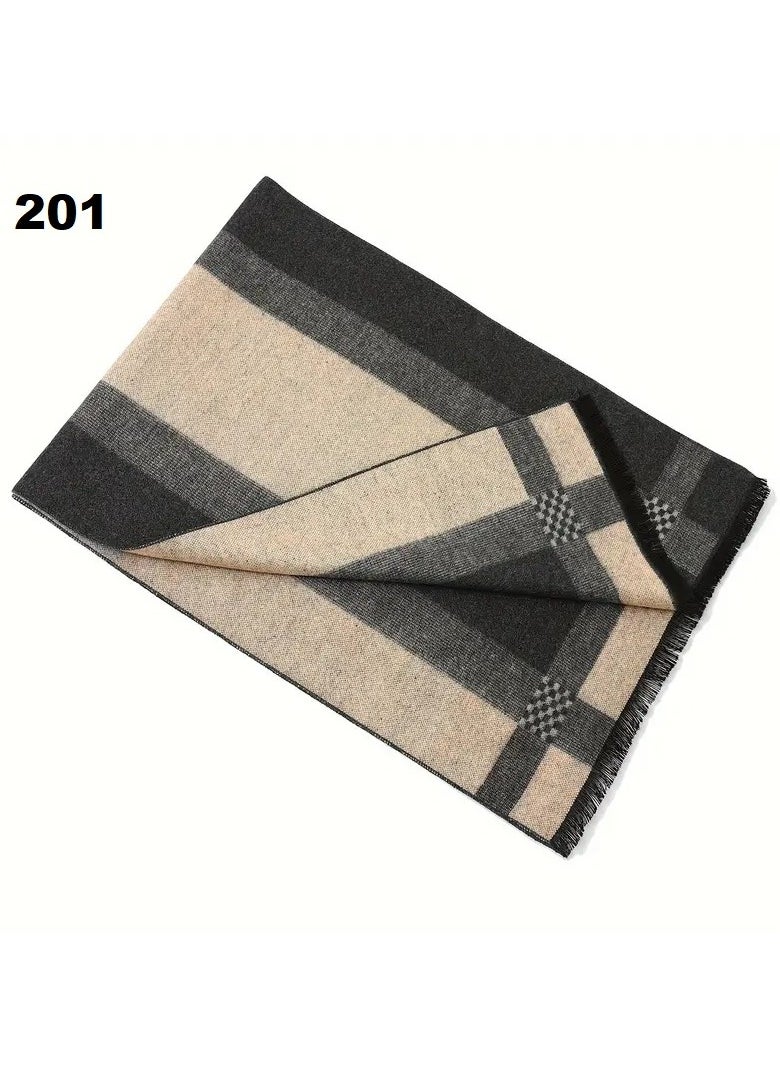 Men's Scarf Made of cotton and Wool Blend, Thick Elastic Keffiyeh Resistant to Wind and Cold, Keffiyeh with a Square Geometric Design, suitable for Formal Jackets and Coats, an Ideal Gift for the Fall and Winter Season, 180*30 cm - pzsku/ZB623DE1C292FF72651B8Z/45/_/1737329772/09b8c547-a7ca-4ca6-b037-796df2476dcc