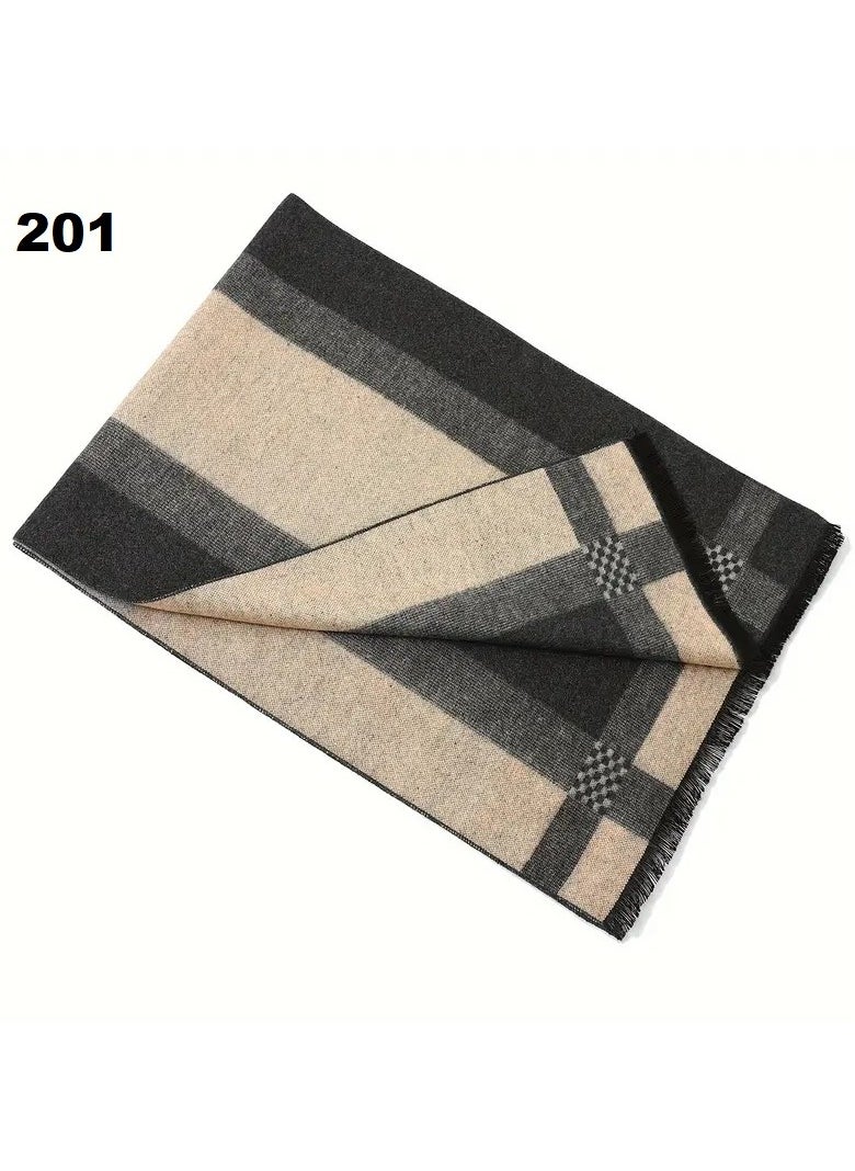 Generic - Men's Scarf Made of cotton and Wool Blend, Thick Elastic Keffiyeh Resistant to Wind and Cold, Keffiyeh with a Square Geometric Design, suitable for Formal Jackets and Coats, an Ideal Gift for the Fall and Winter Season, 180*30 cm - Image 1