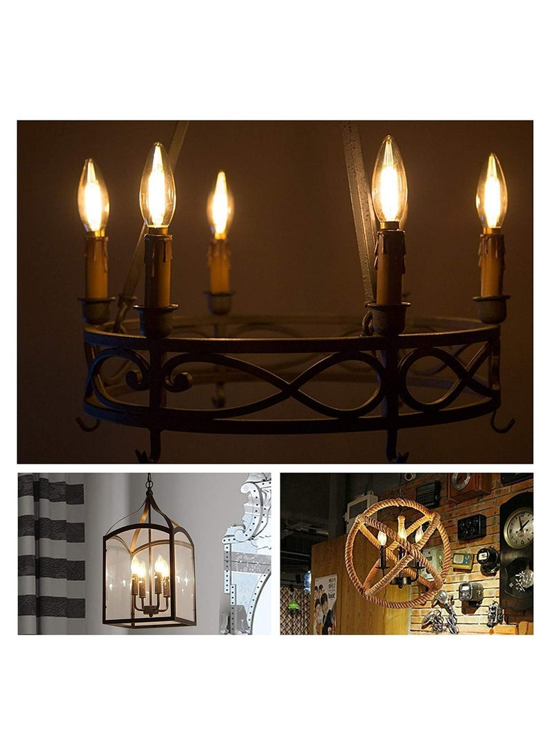 SYOSI - E14 Dimmable LED Light Bulb, Edison Candle Bulbs C35, 3W Vintage Chandelier Light Bulbs 40 Watt Equivalent, Amber Glass Warm White 2200K, Energy Saving Light Bulbs for Chandeliers, Wall Lamps (3PCS) - Image 1